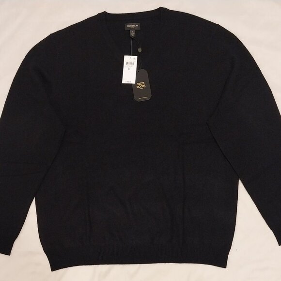 NWT Club Room Men's Cashmere V-Neck Sweater Size (XL) Color Black.